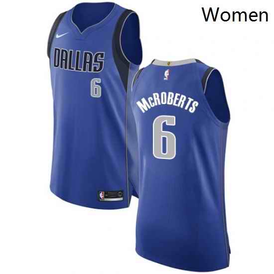 Womens Nike Dallas Mavericks 6 Josh McRoberts Authentic Royal Blue Road NBA Jersey Icon Edition